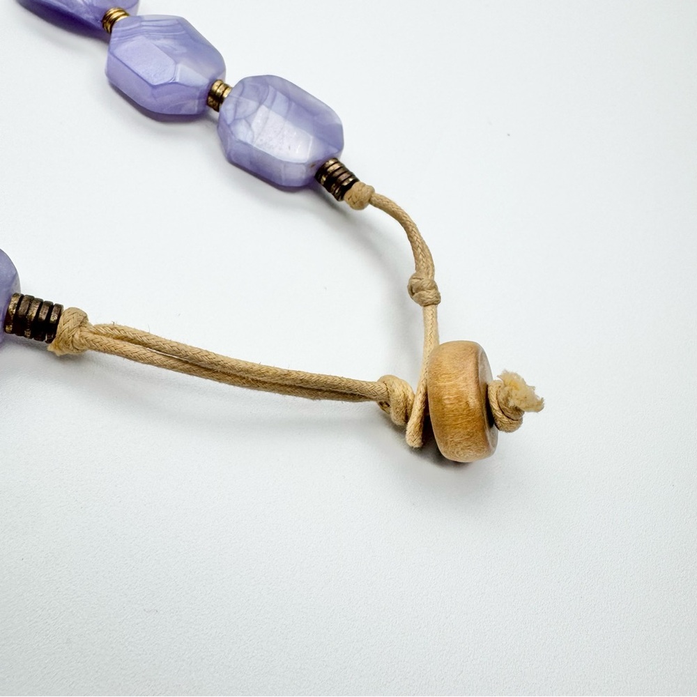 Lavender Amethyst Cooling Necklace Large Beads Wood Hardware Statement Necklace - Picture 4 of 6